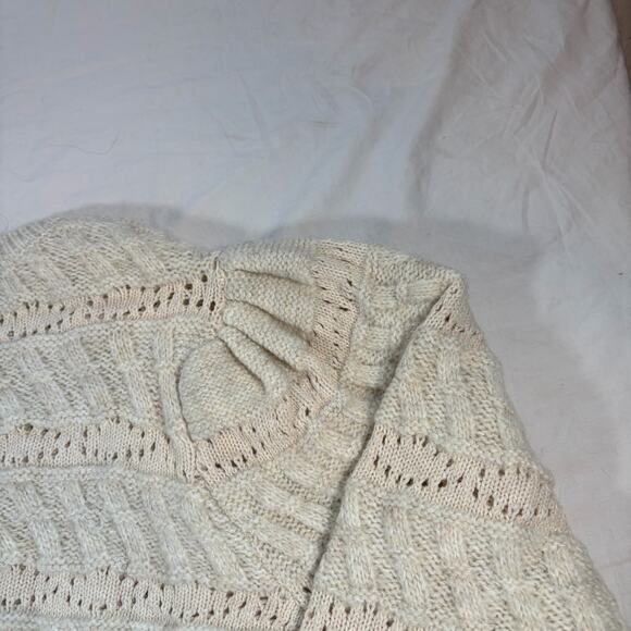 NWT Ophelia Roe women’s cream crew neck puff shoulder pointelle sweater. Size XL - Picture 2 of 9